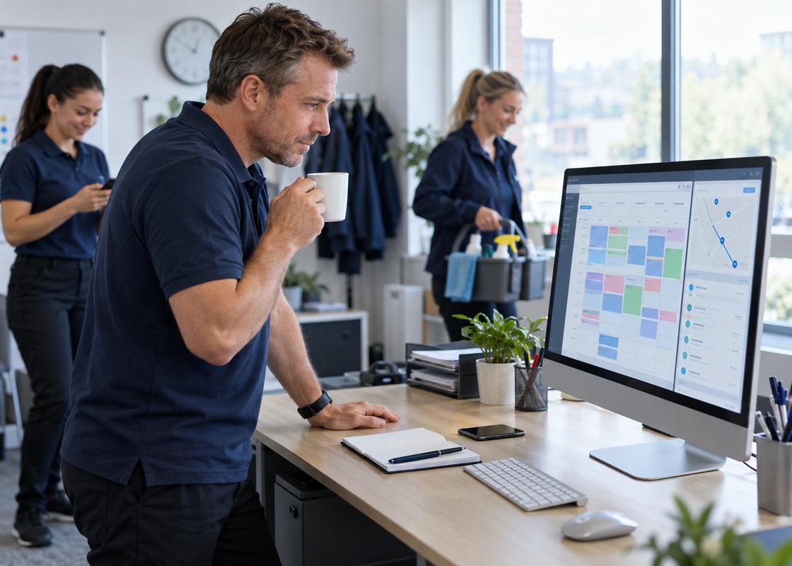 Scheduler with a wall planner / screen assigning cleaners